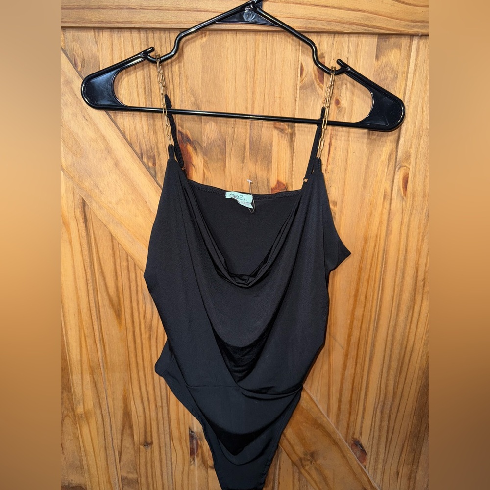 Rue21 Elegant Black Cowl Neck Bodysuit